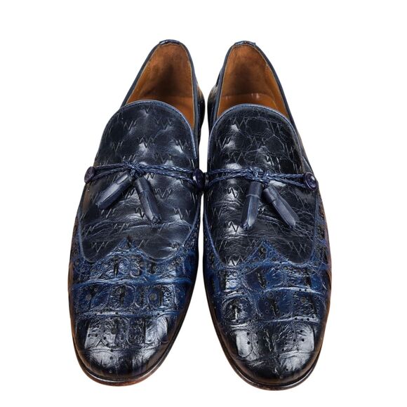 The Istanbul Navy Blue Leather Tassel Loafer Shoe Sz 44 US 10.5 - 11 Leather main image 8
